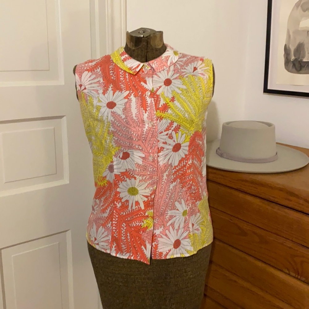 Tanner of North Carolina 50’s 60’s cotton floral blouse vintage size 10 modern 6